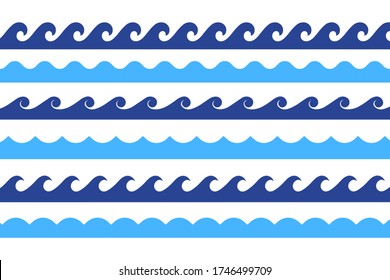 Marina, mar, olas oceánicas. Elemento de la ola de agua del mar, Vector. EPS 10