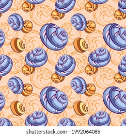 Marine sea shells seamless pattern. Marine background. Ideal for fabric, wallpaper, wrapping paper, textile, bedding, t-shirt printand, web designs. Vector sea background.