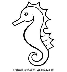 A marine seahorse icon line art