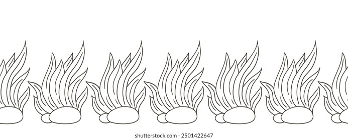 Marine seamless border. Monochrome fairy-tale drawing