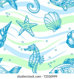 Marine seamless pattern