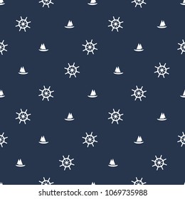 Marine seamless pattern - abstract monochrome texture in  blue and white colors.