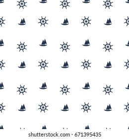 Marine seamless pattern - abstract monochrome texture in navy blue and white colors.