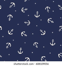 Marine seamless pattern/ Anchor