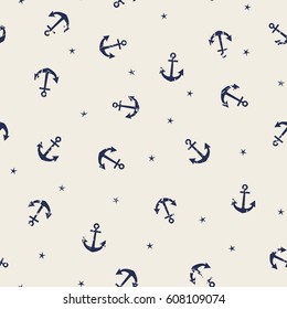 Marine seamless pattern/ Anchor