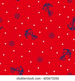 Marine seamless pattern / anchor& steering
