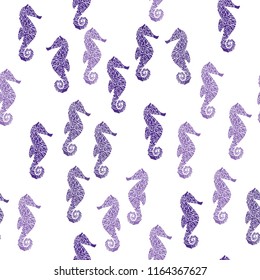 Marine seamless pattern. Background with sea horses