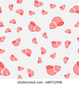 Marine seamless pattern. Cute baby vector summer illustration. Colored doodle seashell tropical comic characters. Funny deep ocean wildlife design wrapping paper, wallpaper, textile.