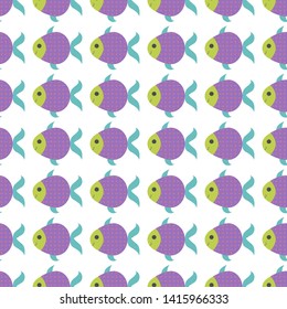 marine seamless pattern with fishes  on white background for textiles and print