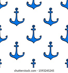 Marine seamless pattern. Hand drawn vector