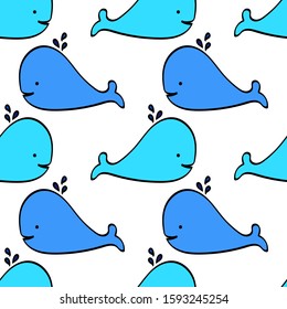 Marine seamless pattern. Hand drawn vector