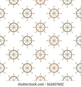 Marine seamless pattern with helm