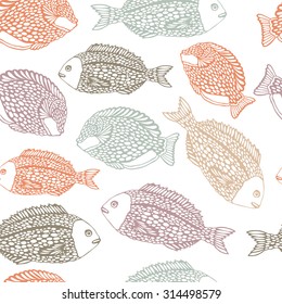 Marine seamless pattern with ocean fish.
