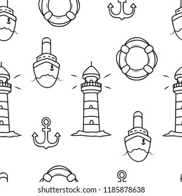 Marine seamless pattern. marine outline. marine seamless pattern for wallpaper, scrapbook and other desin