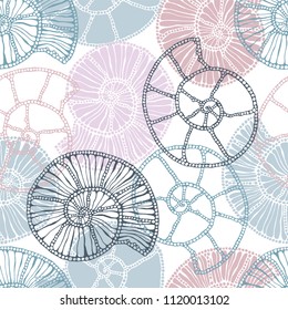 Marine Seamless Pattern With Shells.