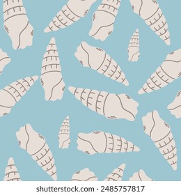 Marine seamless pattern with shells. Marine background for congratulations, invitations, wrapping paper production, textiles and web design.
