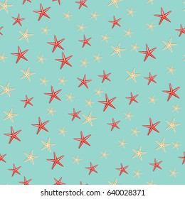 Marine seamless pattern. Stars. Vector background. Wrapping paper.