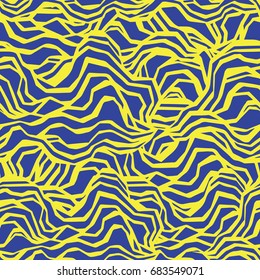Marine seamless pattern with stylized blue waves on a light background. Water Wave abstract design.Seaweed stylized.
