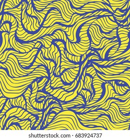 Marine seamless pattern with stylized blue waves on a light background. Water Wave abstract design.Seaweed stylized. Marine vibration