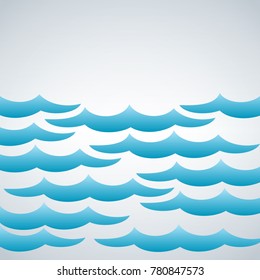 Marine seamless pattern with stylized blue waves on a light background.