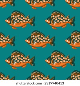Marine seamless pattern with tropical fish for summer print on beach apparel