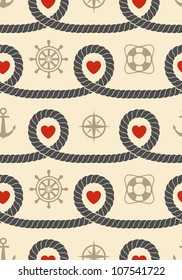 Marine seamless pattern. Vector illustration.