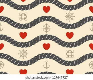 Marine seamless pattern. Vector illustration.