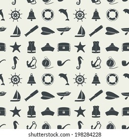 Marine seamless pattern. Vector illustration, EPS 8.