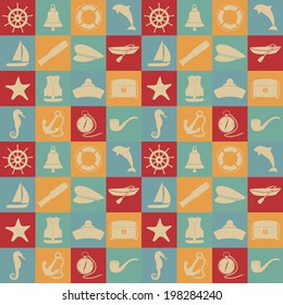 Marine seamless pattern. Vector illustration, EPS 8.