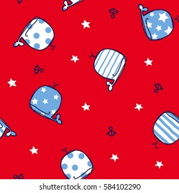 Marine seamless pattern/Cute Whales