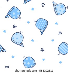 Marine seamless pattern/Cute Whales
