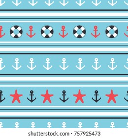 Marine seamless patterns. Vector illustration.
