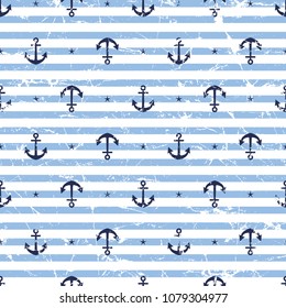 Marine seamless pattern/Stripes and the anchor pattern.