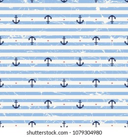 Marine seamless pattern/Stripes and the anchor pattern.
