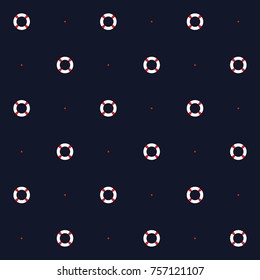 Marine seamless vector pattern with lifebuoy