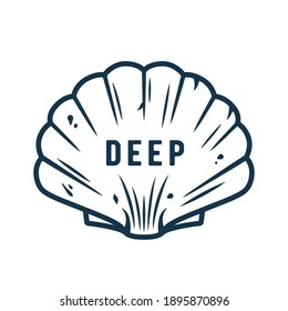 Marine seashell. Nautical deep sea ocean mollusk Outdoor adventure illustration