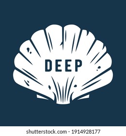 Marine seashell. Nautical deep sea ocean mollusk Outdoor adventure illustration