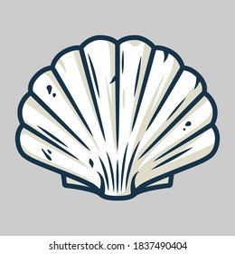 Marine seashell, sea shell, nature ocean aquatic underwater vector