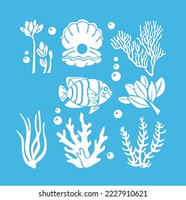 marine seaweed wall decals ocean sea life wall sticker sea fish animal removable wallpaper