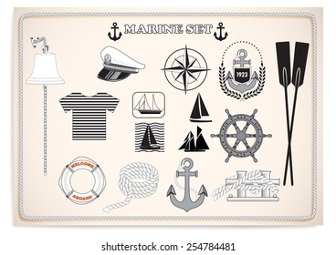 marine set. marine equipment. marine equipment.vector illustration