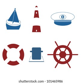 Marine set - Nautical icons in a one-color