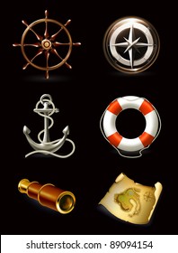 Marine set on black, high quality icons