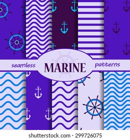Marine set of seamless patterns