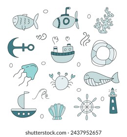Equipo de infantería. Ilustración vectorial en estilo doodle. Aislado sobre fondo blanco