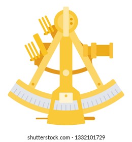 Marine sextant.Navigational tool for geodesic and astronomical observations. Sea sextant vector flat icon isolated on white