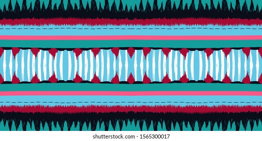 Marine Shibori Vector Seamless Pattern. Indigo Trendy Carpet Japanese Design. Blue Batik Vintage Background. Azure Ikat Geometric Navajo Texture. Ethnic Elegant Ornament