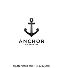 marine ship anchor logo design vector silhouette
