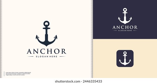 marine ship anchor logo design vector illustration.