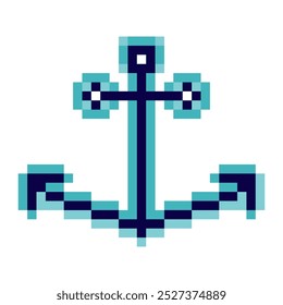 Marine ship anchor in pixel art style
