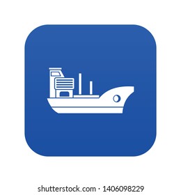 Marine ship icon digital blue for any design isolated on white vector illustration